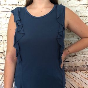 Rue 21 Navy ruffle shirt